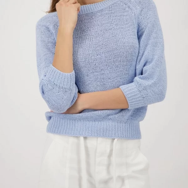 Monari Γυναικείο Πλεκτό Regular Fit Με Boat Λαιμόκοψη Και Ribbon Νήμα