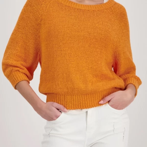 Monari Γυναικείο Πλεκτό Regular Fit Με Boat Λαιμόκοψη Και Ribbon Νήμα