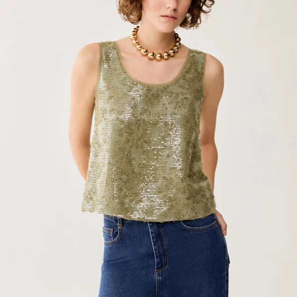 Penny Βlack Γυναικείο Τοπ Με Παγιέτες Και Στρογγυλή Λαιμόκοψη