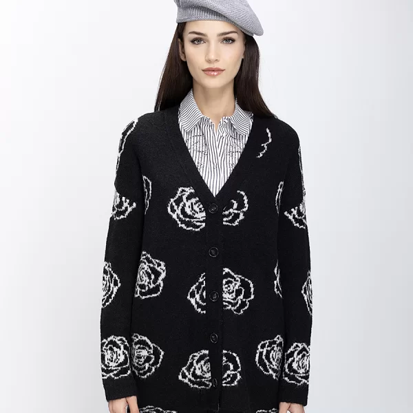 Gaudi Γυναικεία Πλεκτή Ζακέτα Με Floral Μοτίβο