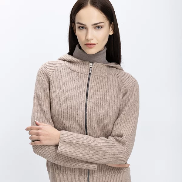 Monari Γυναικεία Πλεκτή Ζακέτα Με Κουκούλα