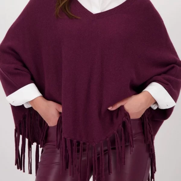 Monari Γυναικεία Πλεκτή Κάπα Με Κρόσσια