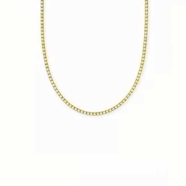 Κολιέ tennis με λευκά ζιργκόν από ανοξείδωτο ατσάλι σε χρυσή απόχρωση