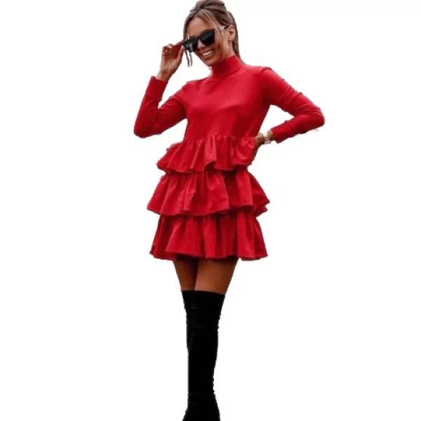 Φόρεμα Με Βολάν Ζιβάγκο Κόκκινο