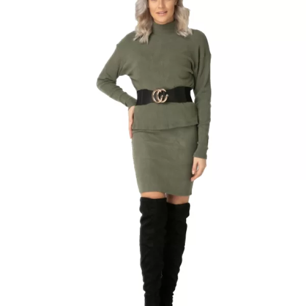 Σετ Φούστα - Μπλουζα Χακί