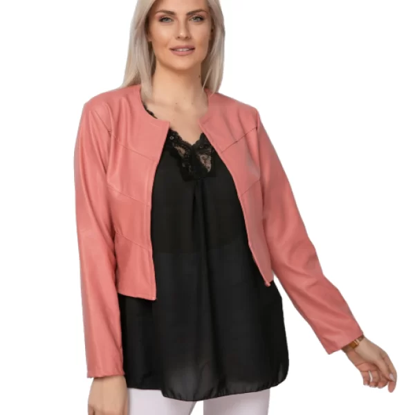 Jacket Δερματίνης Κοραλί
