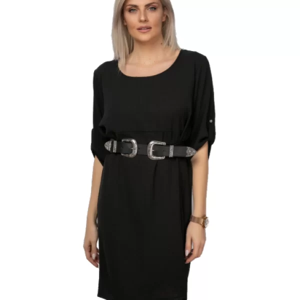 Φόρεμα Με Κουμπί Στα Μανίκια Μαύρο