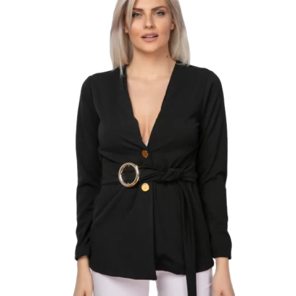 Σακάκι Με Ζώνη Μαύρο