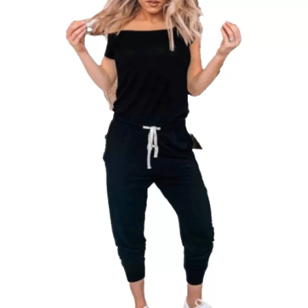 Ολόσωμη Φόρμα Με Κορδόνι στην Μέση Μαύρο