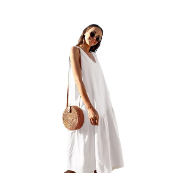 Μidi Φόρεμα Αμάνικο Λευκό