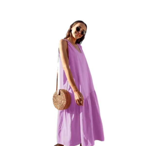 Μidi Φόρεμα Αμάνικο Λιλά