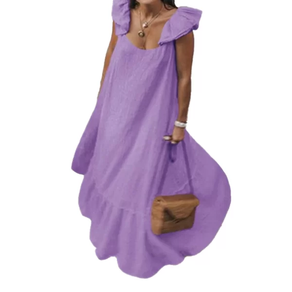 Φόρεμα Αμάνικο Με Βολάν Λιλά