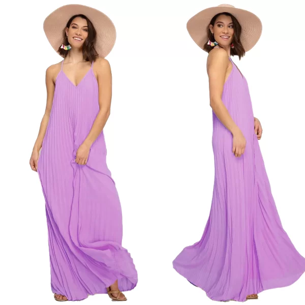 Φόρεμα Πλισέ Τιραντέ Λιλά