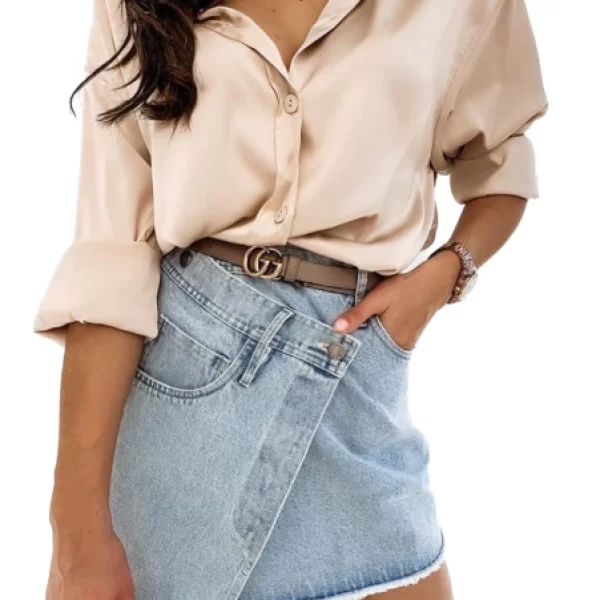 Πουκάμισο Σατέν Μπέζ