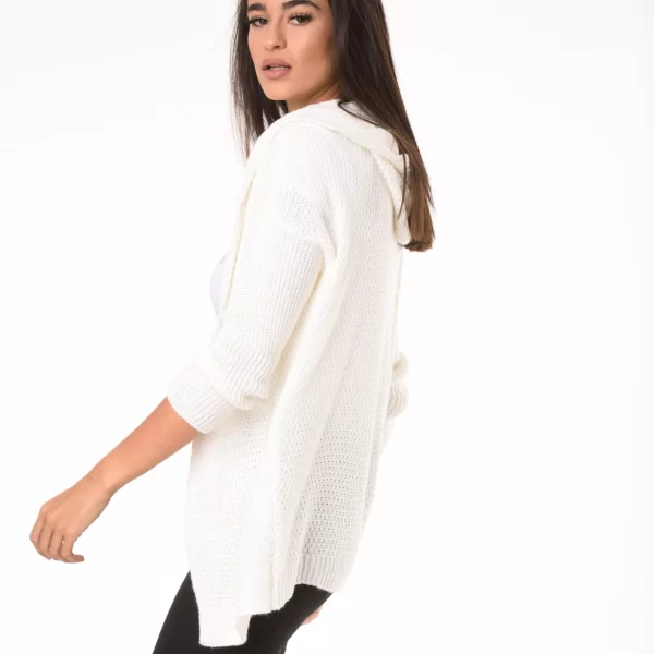 Ζακέτα Με Κουκούλα Λευκή