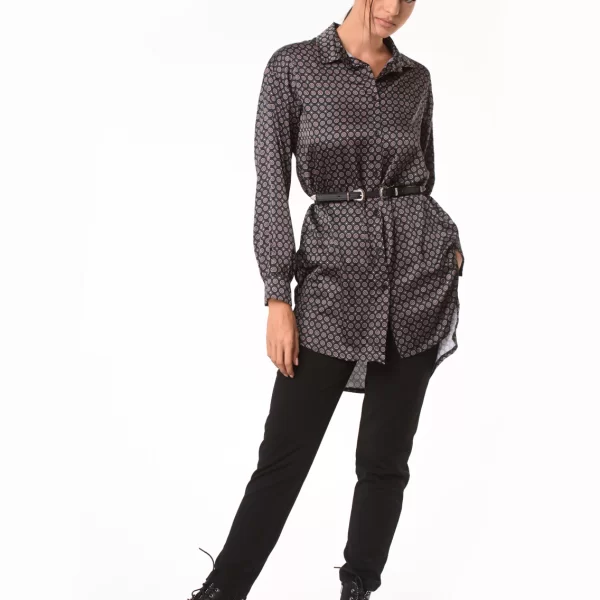 Σατινέ Πουκαμίσα Μαύρη