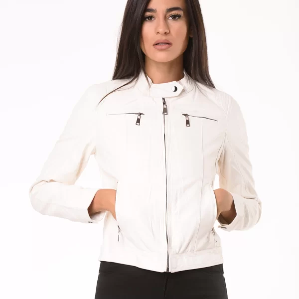 Faux Leather Jacket Oly Λευκό