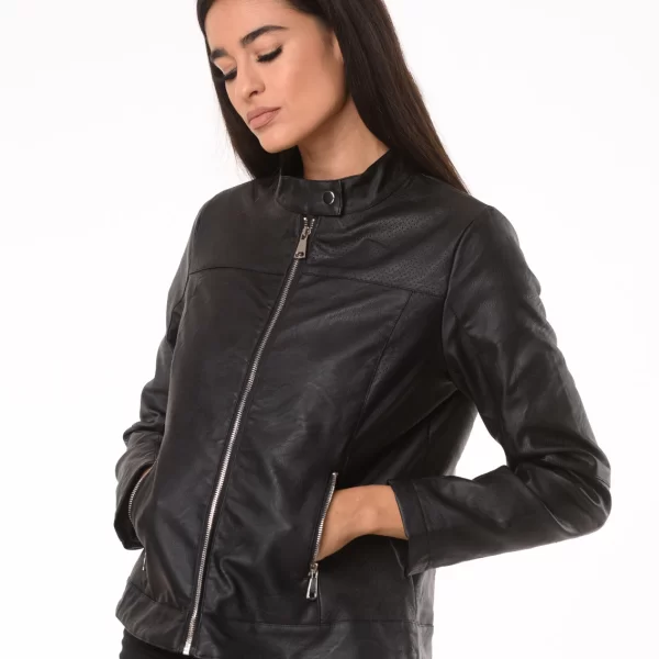 Plus Size Faux Leather Jacket