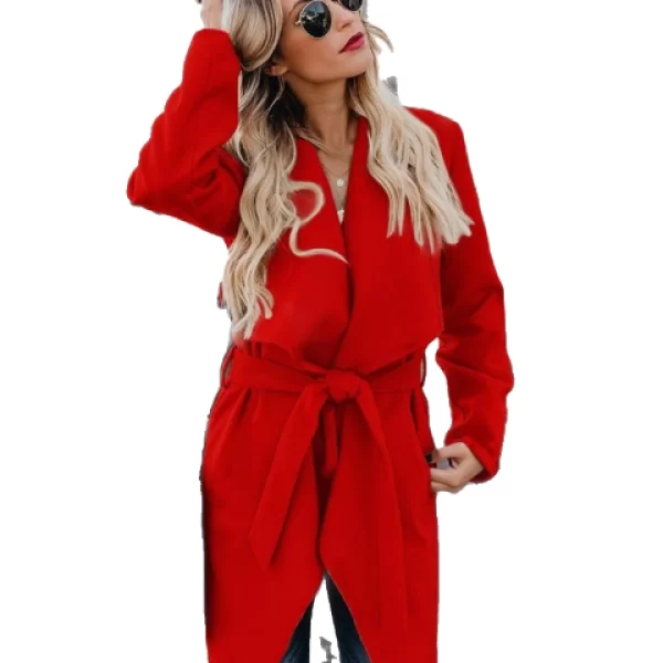 Πανωφόρι Με Ζώνη Kaylie Κόκκινο