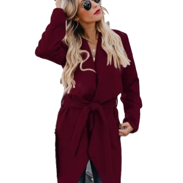 Πανωφόρι Με Ζώνη Kaylie Μπορντώ