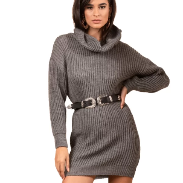 Cozy Sweater Dress Γκρι