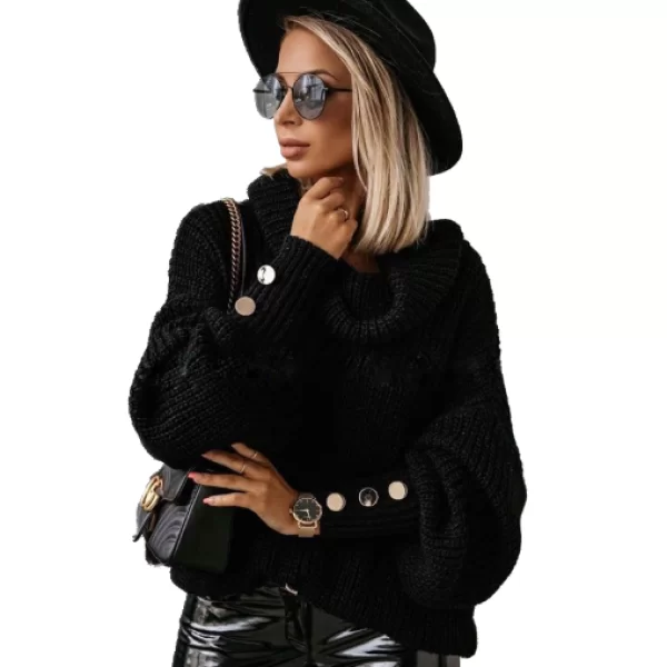 Πλεκτή Μπλούζα Ζιβάγκο Μαύρο