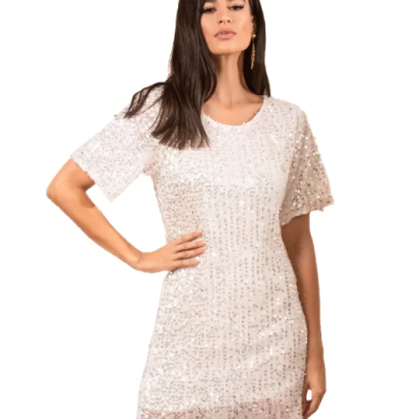 Φόρεμα Παγιέτα Μπεζ