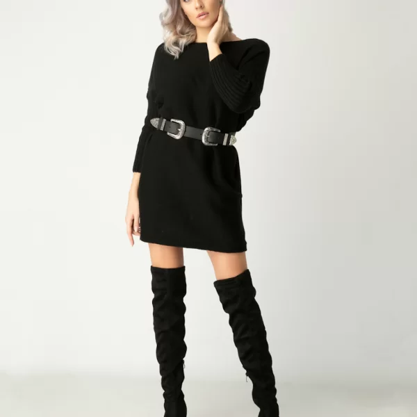 Western Double Belt Με Λάστιχο Ασημί