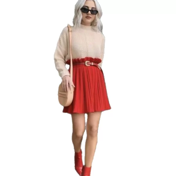 Mini Πλισέ Φούστα Κόκκινη