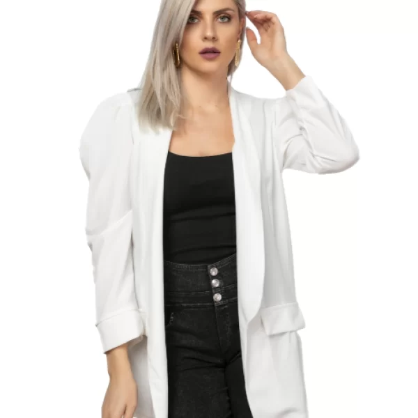 Blazer με Ιδιαίτερους Ώμους Λευκό