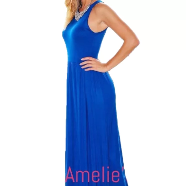 Maxi Αμάνικο Φόρεμα Μπλε Ρουα