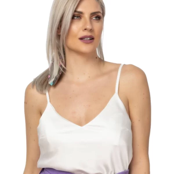 Σατέν Τόπ Τιραντέ Λευκό