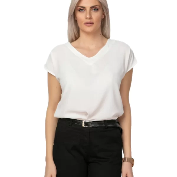 Μπλούζα Με V Λαιμόκοψη Λευκή