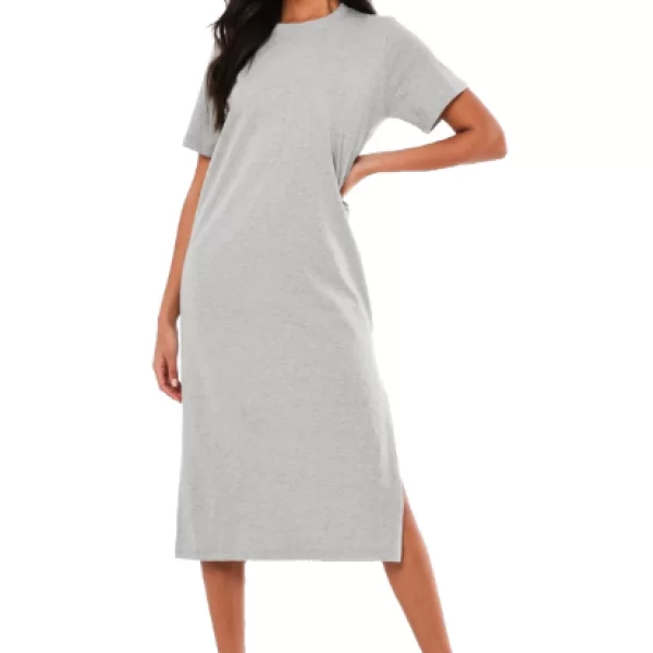 Φόρεμα Midi Με Άνοιγμα Γκρί