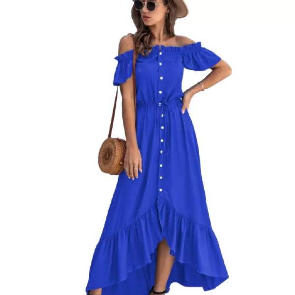 Έξωμο Φόρεμα Ασύμμετρο Ρουά