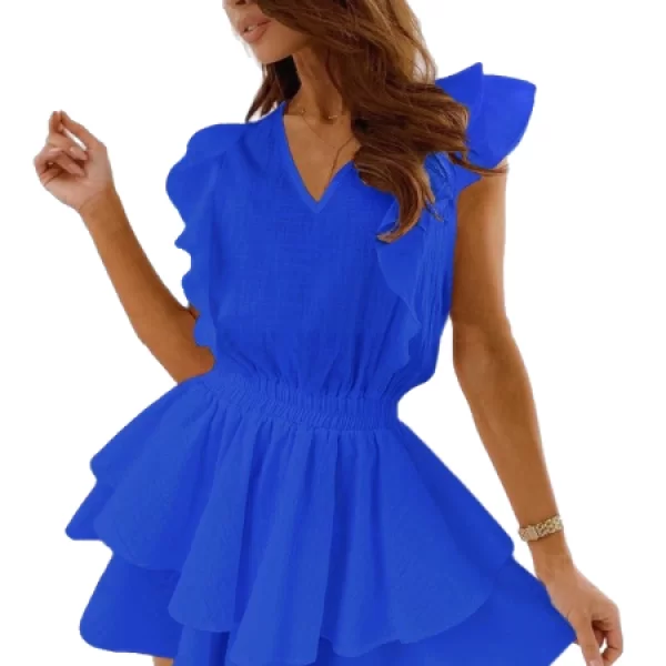 Φόρεμα Με V Και Βολάν Ρουά