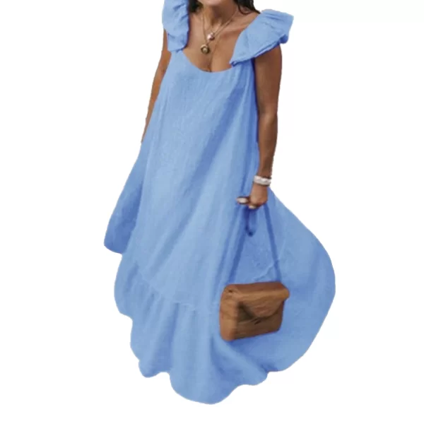 Φόρεμα Αμάνικο Με Βολάν Γαλάζιο