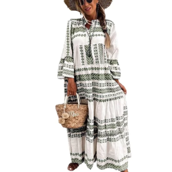 Μάξι Φόρεμα Aztec Χακί