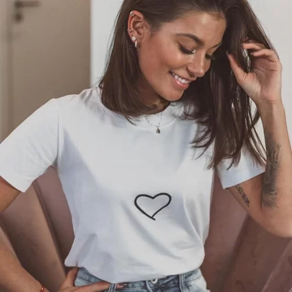 T-shirt Καρδιά Λευκό