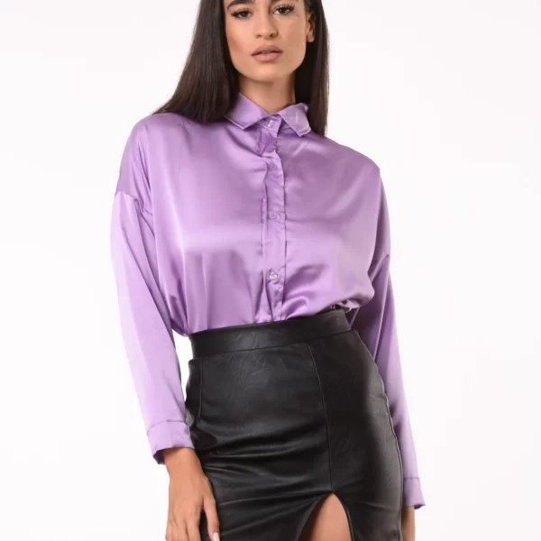 Πουκάμισο Σατέν Λιλά