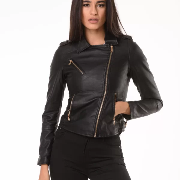 Faux Leather Jacket Elli Μαύρο