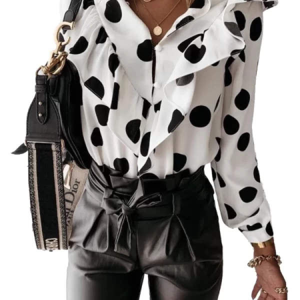 Πουκάμισο Πουά Με Βολάν Λευκό