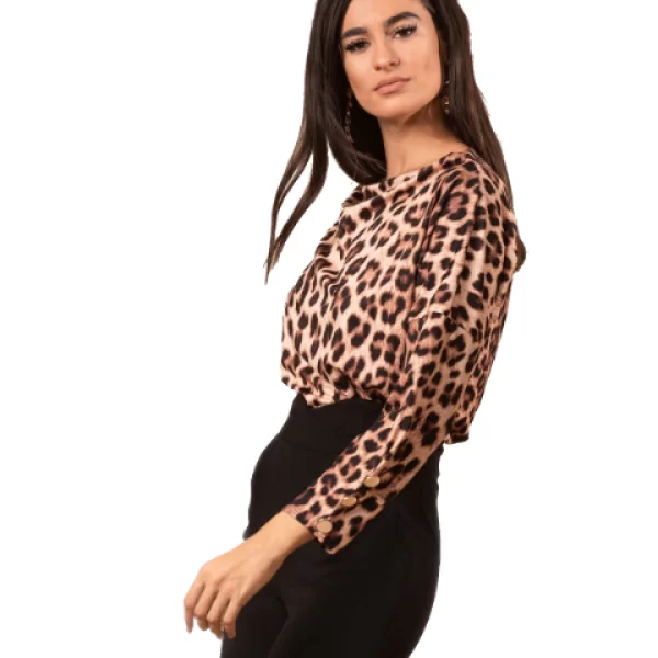 Animal Print Μπλούζα Ruby Λεοπάρ Καφέ