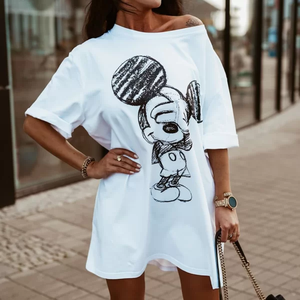Μπλουζοφόρεμα Στάμπα micky Λευκό