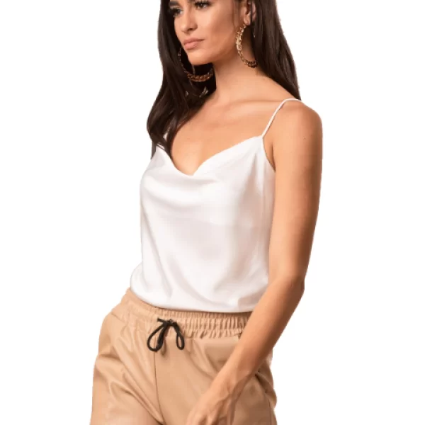 Σατέν Τοπ Τιραντάκι Λευκό