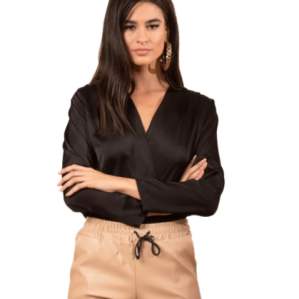 Κορμάκι Σατέν Melly Μαύρο