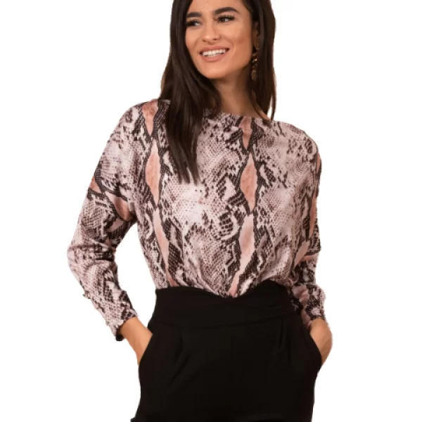 Animal Print Μπλούζα Ruby Φίδι Ρόζ
