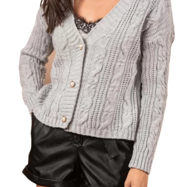 Ζακέτα Με Χρυσά Κουμπάκια Γκρί