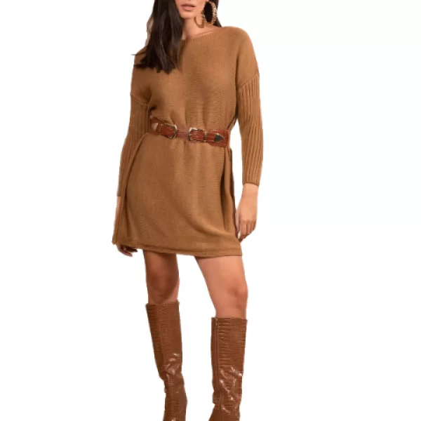 Πλεκτό Φόρεμα Assie Καφέ