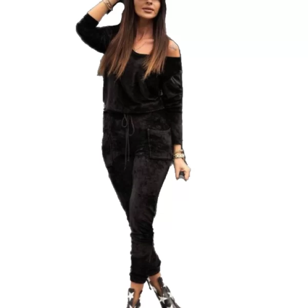 Σετ Φόρμας Από Βελούδο Μαύρο